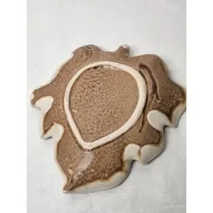 Handmade Ceramic Geode Pottery Trinket Dish Crackled Leaf 7" Dish