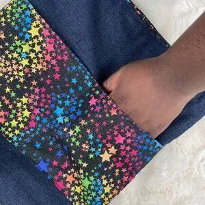 Handmade Colorful Jeans And Stars Tote Bag