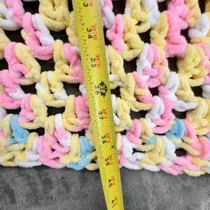 Handmade Crochet Baby Blanket Pastel Colors Soft Knit Throw 36x36