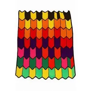 Handmade Crochet Chevron Blanket Quilt Multicolor Zig Zag Afghan Throw 68x60