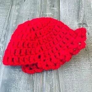 Handmade Crochet Red Holiday Christmas Winter Baby Beanie Hat