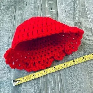Handmade Crochet Red Holiday Christmas Winter Baby Beanie Hat