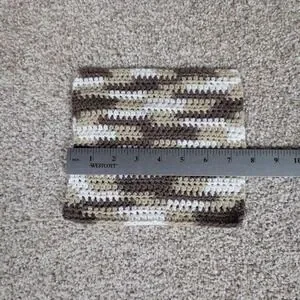 Handmade Crochet Washcloth Dishcloth Cotton Chocolate Milk Stripes Brown White