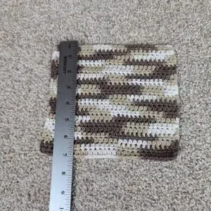 Handmade Crochet Washcloth Dishcloth Cotton Chocolate Milk Stripes Brown White