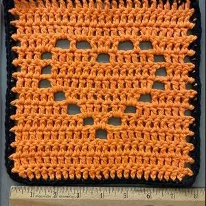 Handmade Crochet Washcloths Dishcloths Halloween Hearts 100% Cotton