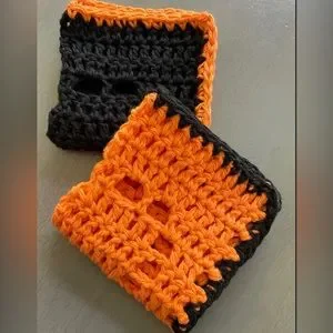 Handmade Crochet Washcloths Dishcloths Halloween Hearts 100% Cotton