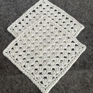 Handmade Crocheted Washcloths Facecloths Dishcloths 100% COTTON Set Of 2