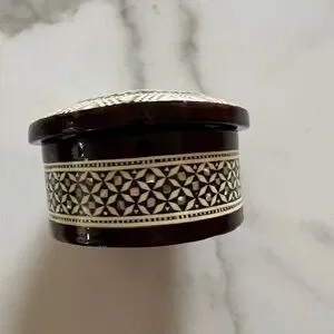 Handmade Egyptian Inlaid Mother Of Pearl Jewelry Box Trinket Box Velvet Interior