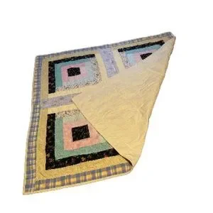 Handmade GEOMETRIC SQUARES Abstract Throw Blanket Quilt 46 X 46 Inches