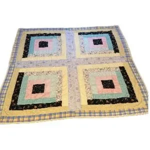 Handmade GEOMETRIC SQUARES Abstract Throw Blanket Quilt 46 x 46 inches
