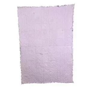 Handmade Vintage Quilt Rag Squares Purple Cream White Floral 29x42