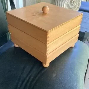 Handmade Vintage Wooden 3-tiered Jewelry Box