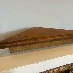 Handmade wooden corner shelf wall mount oak color