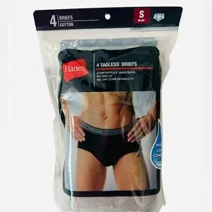 Hanes Ultimate Briefs Underwear Black/Grey Tagless 4-pack Men’s Size S