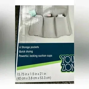 Hanging Bathroom Organizer Caddy With 6 Storage Pockets And Suction Cups New