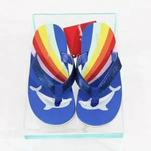 Hanna Andersson Flip Flops Sz 11 NEW Kids Rainbow Sandals Dolphin Girls