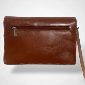 Hansson Genuine Leather Men Wristlet Flap Bag Business Bag Brown Pouch Turn Lock