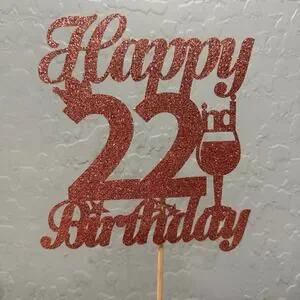 Happy 22nd Birthday in Glittery Rose Gold 6”x5.5”