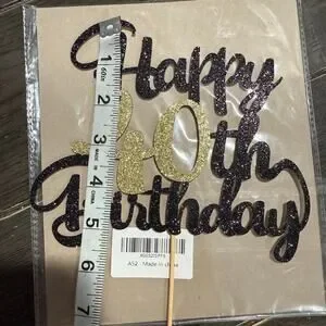 Happy 40th Birthday Cake Topper Glitter Black And Gold