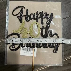 Happy 40th Birthday Cake Topper Glitter Black And Gold