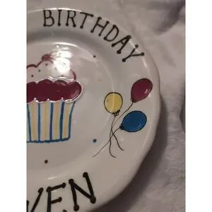 Happy Birthday Owen Plate 10" Cupcake Balloons