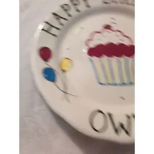 Happy Birthday Owen Plate 10" Cupcake Balloons