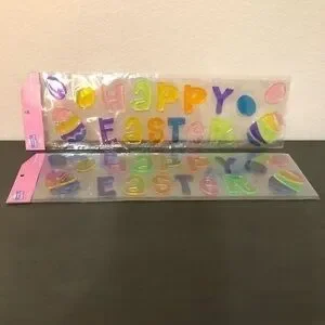 Happy Easter Gel Clings 2 Packages Multicolored Letters Spring Window Decoration