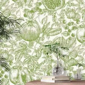 Harlequin Non Woven Wallcovering Wallpaper Melograno 10 M x‎ 52 CM Green Fruits