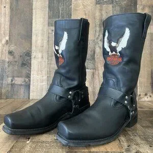 Harley Davidson 91002 Buckle Harness Square Toe Moto Motorcycle Boots Mens 13
