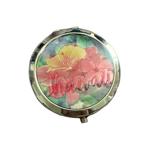 Hawaiian “Hawaii” Floral Compact Mirror