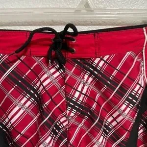 HAWAIIAN TROPIC Vintage 90’s Red Striped Men’s Board Shorts Swim Trunks Size 36