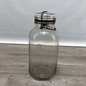 Hazel Atlas TF Half Gallon Canning Jar & Lid Clear Glass Vintage 10" H