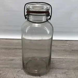 Hazel Atlas TF Half Gallon Canning Jar & Lid Clear Glass Vintage 10" H