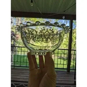 Heisey Lariat SilverOverlay “The Classic Butterfly” Vtg Glass Mayonnaise 7" Bowl