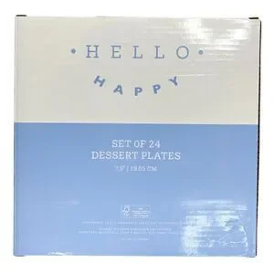 Hello Happy Hello Happy Set Of 24 Blue Floral Dessert Plates 7.5" Summer Spring