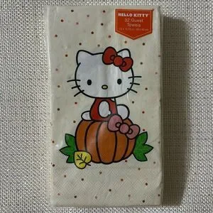 HELLO KITTY 32 Beige Orange Guest Paper Towel Napkins Fall Harvest Pumpkin Print