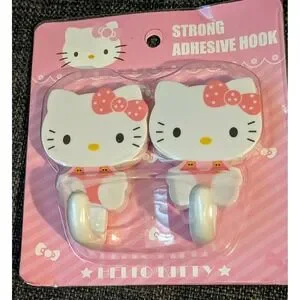 Hello Kitty Adhesive Hooks Strong Wall Mount Cute Decor Kawaii Home NIP