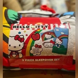 Hello Kitty Camping Set Blanket Eye Mask And Pillow Sleepover Complete Set