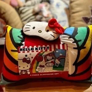 Hello kitty Camping Set Blanket Eye Mask and Pillow Sleepover Complete Set