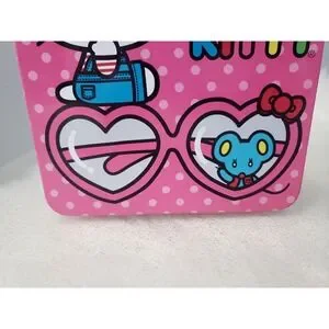 Hello Kitty Pink Small Tin Box Carry All With Polka Dots Lunchbox