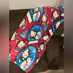 Hello Kitty & Snowman Snowglobe Soft Blanket NEW