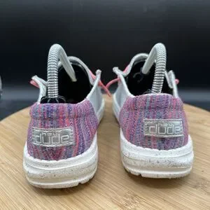 Hey Dude Wendy Youth Size 2 Funk Grey & Pink Slip On Sneaker Shoes Girls