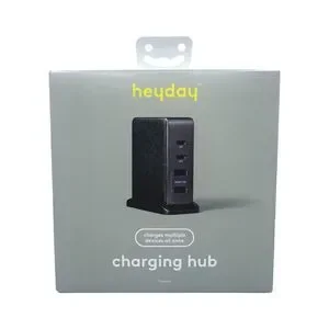 heyday 4 Port Charging Hub Vertical 2C + 2A - Black Saffiano