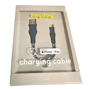 Heyday Round Charging Cable compatible with iPhone to USB-A (Blue) 6 In