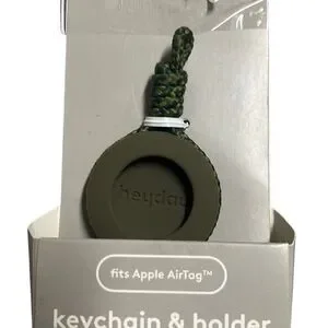 Heyday Silicone Apple Airtag Holder & Keychain Olive Green Missing Carabiner
