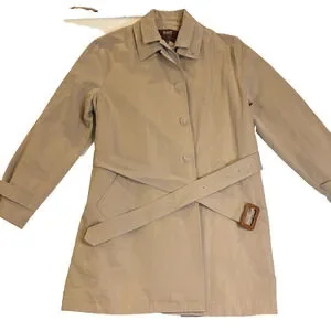 Hickey Freeman Lined Cotton/Linen Coat Khaki Size L Quiet Luxury Classic Preppy