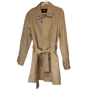 Hickey Freeman Lined Cotton/Linen Coat Khaki Size L Quiet Luxury Classic Preppy