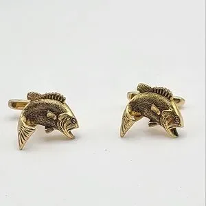 Hickok Vintage Fish Cufflinks Trout Bass