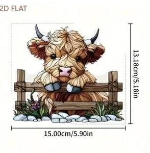 Highland Cow Suncatcher Acrylic 2D Decor
