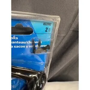 Hillman Heavy Duty Coat And Hat Hook Flat Black Pack Of 2 NIP